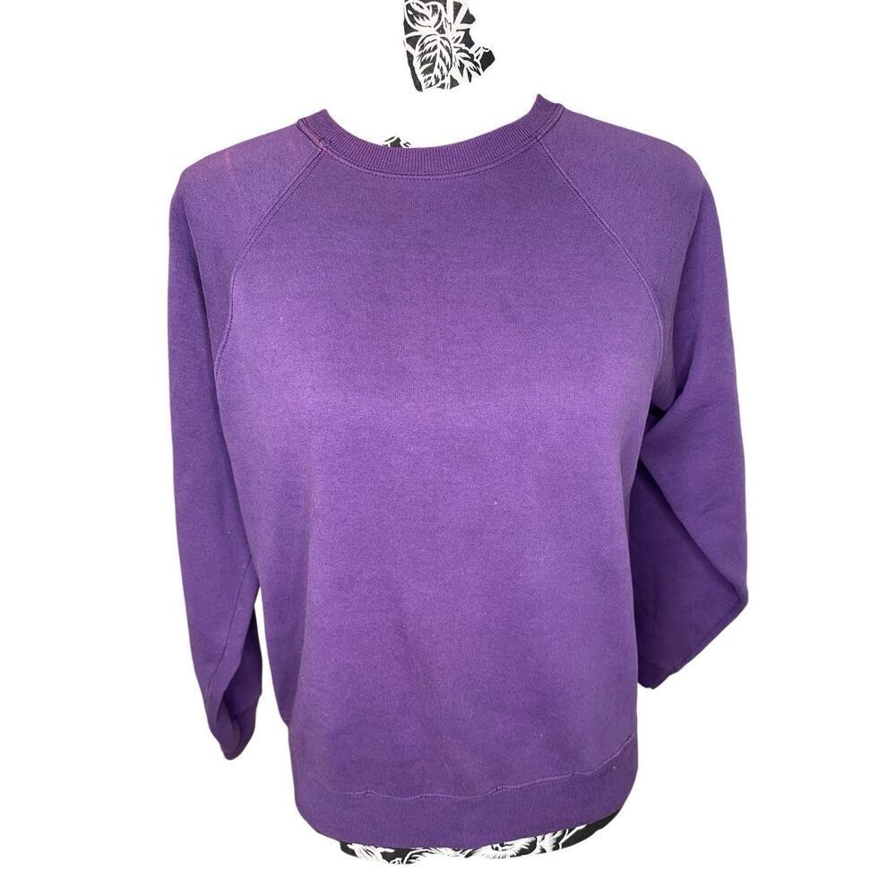 Hanes Her Way Purple Crewneck Sweatshirt Fleece Pullover Casual Everyday Work